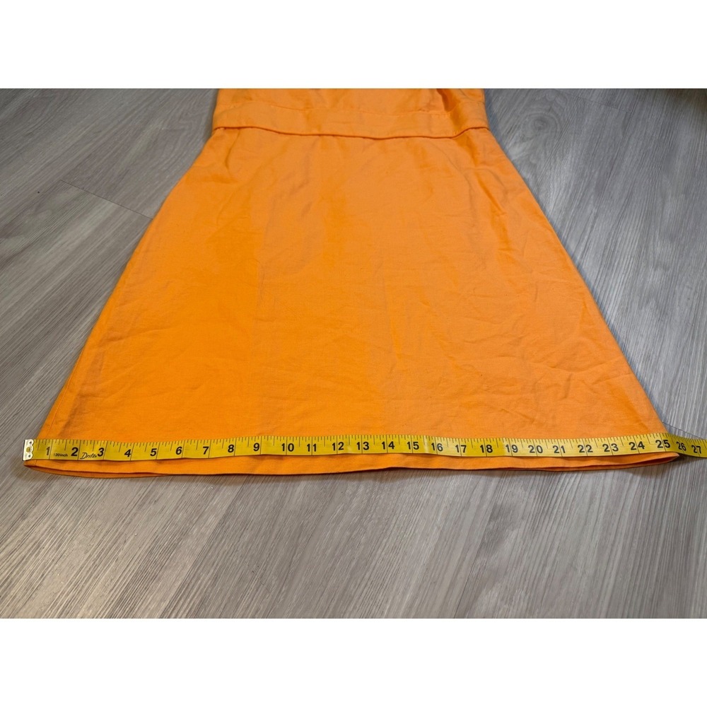 Ann Taylor Petite Orange Sleeveless Square Neck Sheath Dress 12P linen - Picture 5 of 11